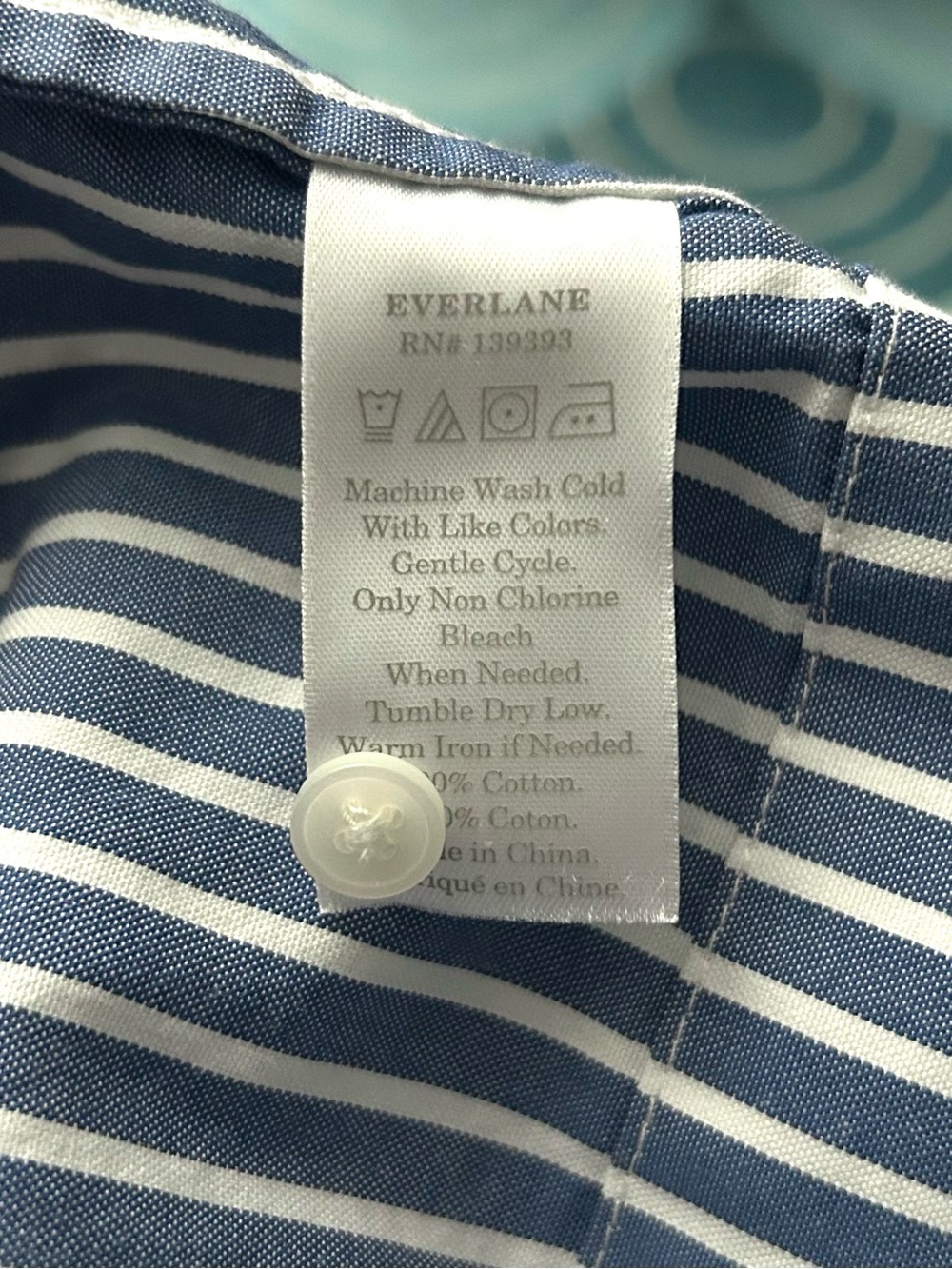 Everlane Blue & White Striped Collarless Cotton Belted Shirtdress - Size 2 - Picture 11 of 13